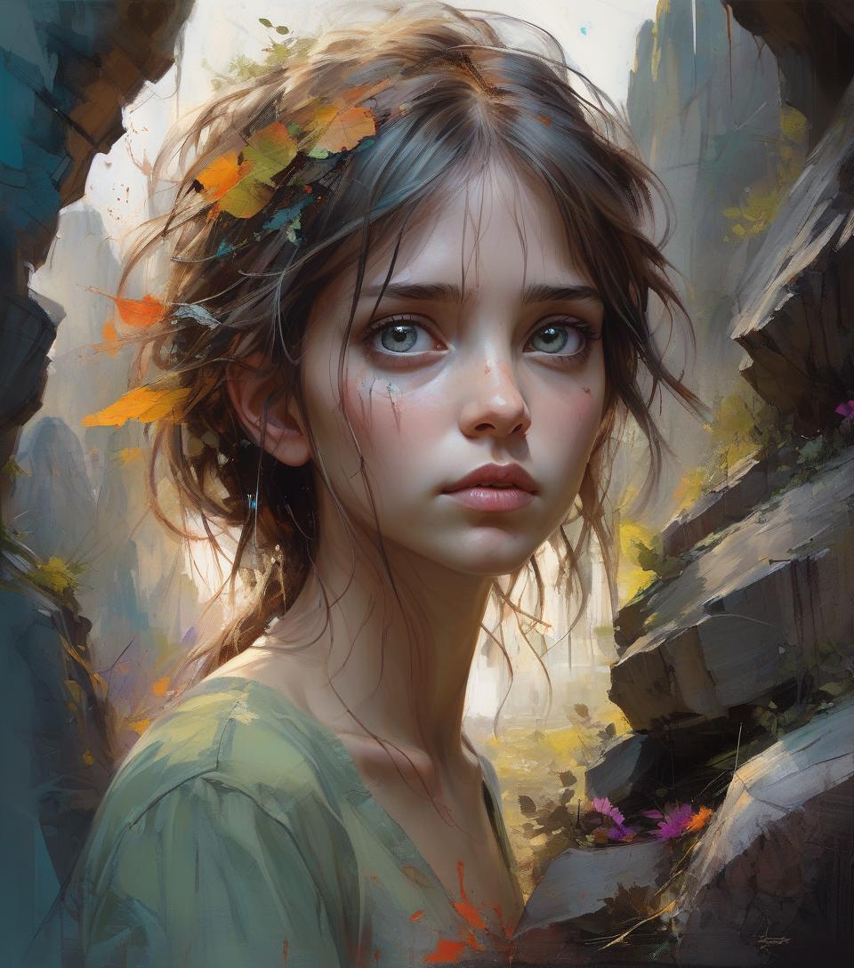  masterpiece artwork, realistic surreal, perfect and dynamic digital painting, a young leaning against a rock, perfect eyes, messy mid length hair, multi layered ilration, carne griffiths, brian froud, luis rostyle, michael garmash, lilia alvarado and russ mills, incredibly detailed and stunningly beautiful, perfectly detailed eyes, symmetrical facial features, perfectly proportioned face, vivid paint colors, imposing, trending on artstation, concept art, soft and sharp focus, ilration, painted lighting, complex and volumetric, cheerful, sharp focus, ultra detailed, in the style of danielle gerhartz and karen griffiths