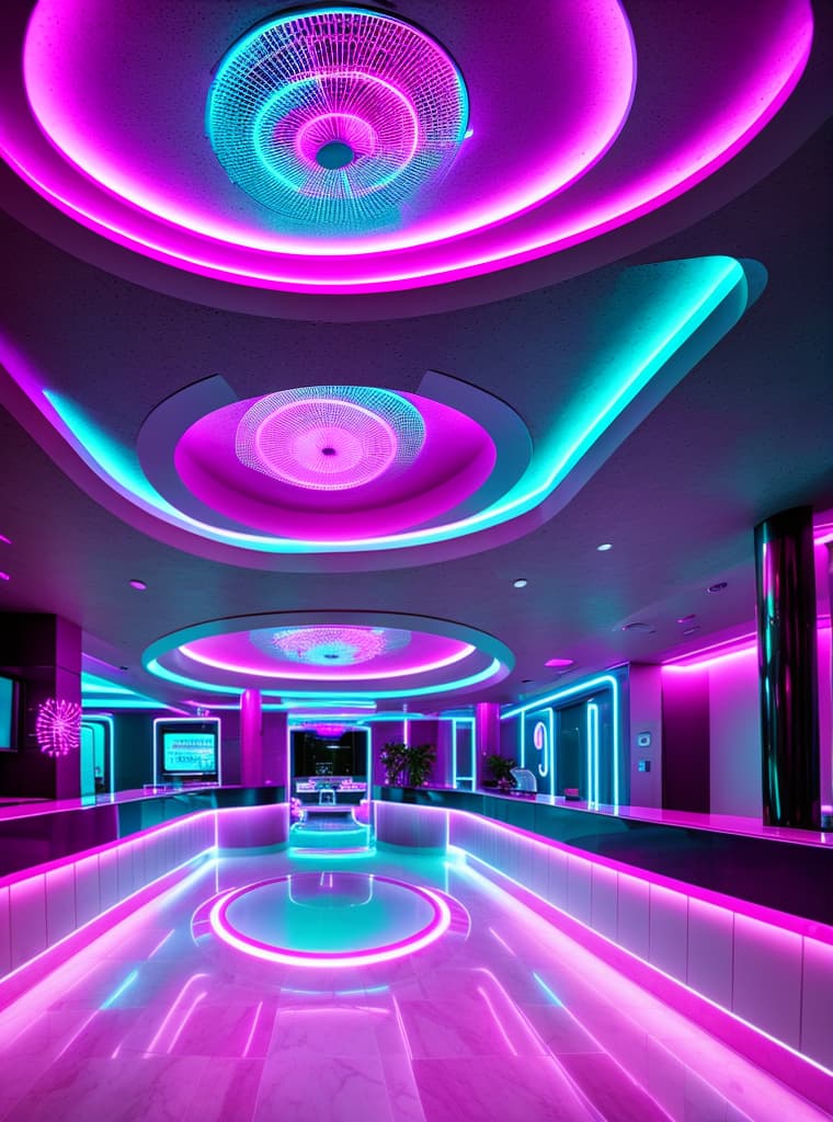  neon futuristic sex hotel lobby