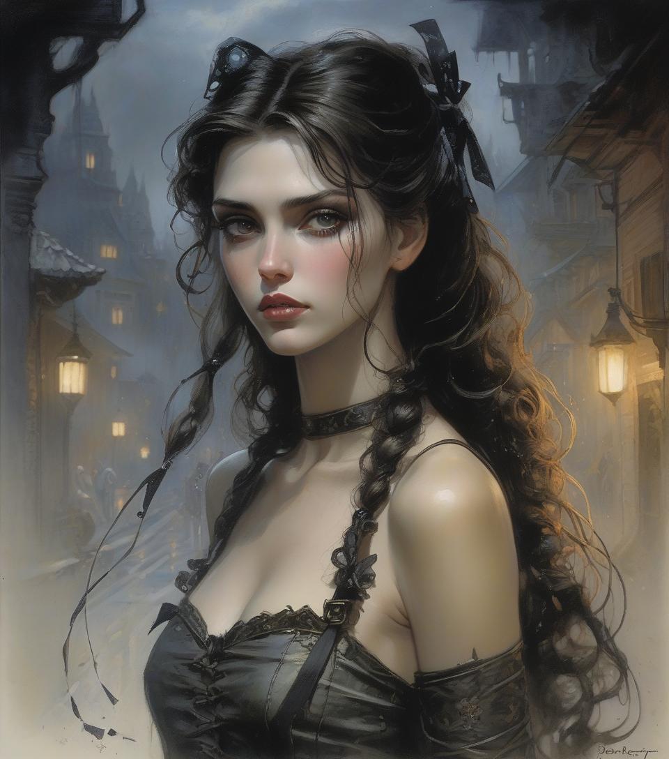  art by craola, dorian vallejo, damian lechoszest, todd lockwood.luis royo portrait of girl wears pin up stylish clothes detailed, ribbon, garden, sprinklers, lithography, detailed, gothic, or intricate fantasy ambiance, ernst lockwood, royo, mannerism, sharp angles, half body art of a beautiful gentle girl in pin up style, magical portrait, dynamic movement, twilight, starry, road, author kuindzhi, rockwell, rough textures, perfect face, emphasis on facial details, dynamic movement, frame illumination, mysticism, magic, heavy metal, dungeons and dragons, medieval lore