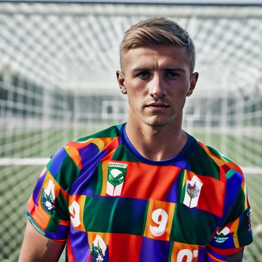 portrait+ style Hungarian LGBT queer footballer blonde hunk dude face