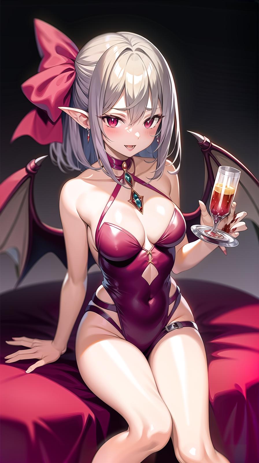  master piece , best quality,remilia drinks a lot of blood and the most powerful vampire, the most powerful demon king, and the most powerful wizard combine.