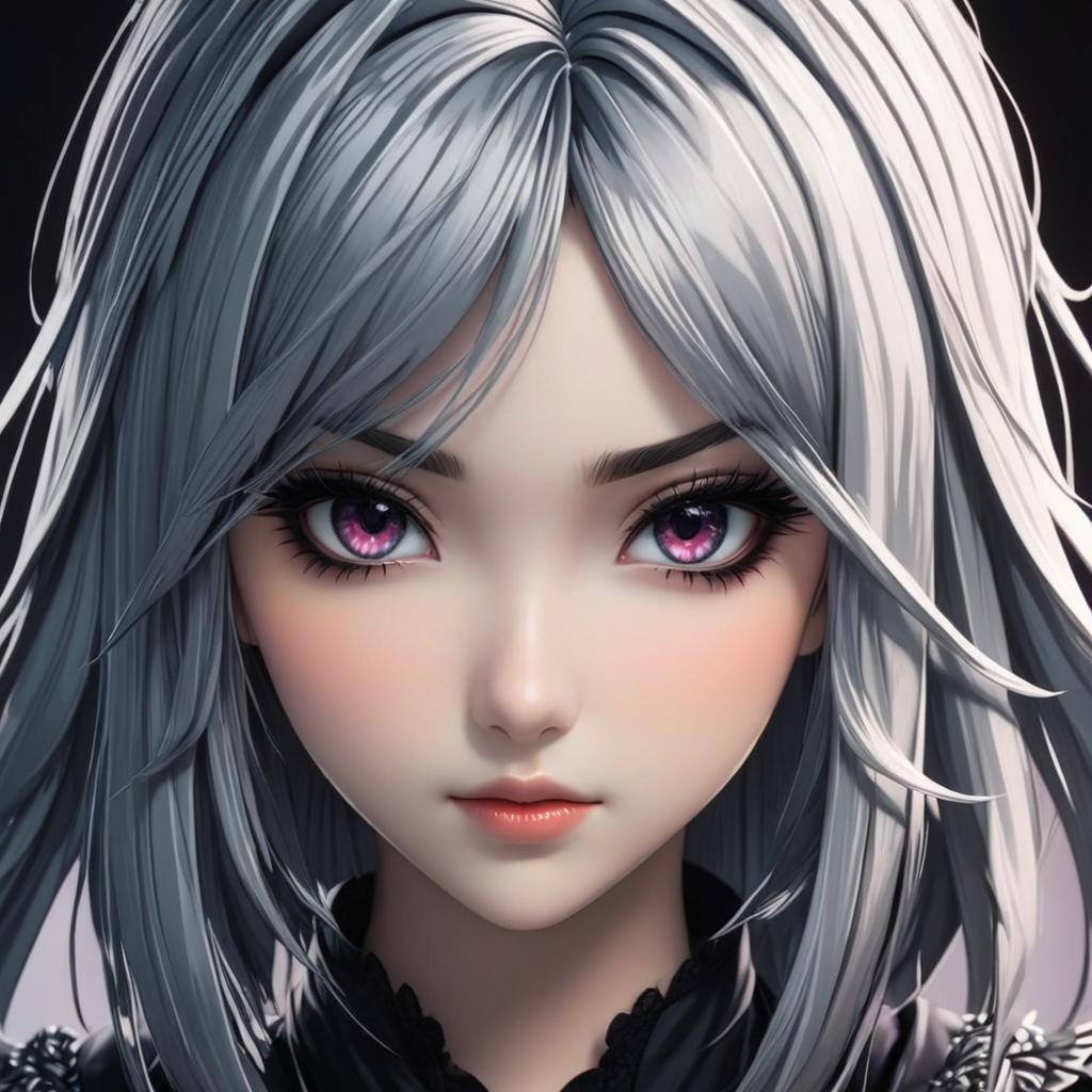  anime goth girl close up dark background, award winning, professional, highly detailed, masterpiece