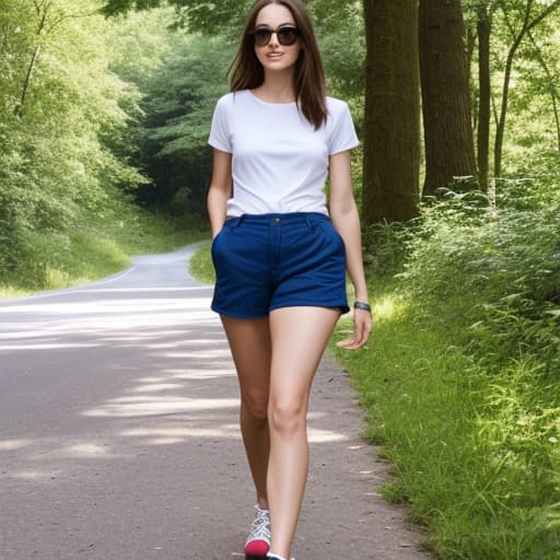  Woman and walking in shorts.