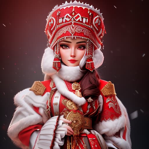  A in a Russian folk costume, a cap slope, a , a sarafan, beads, red and white, 3D model., (3d render:1.25), realistic, dark, epic, (detailed:1.22), textured hyperrealistic, full body, detailed clothing, highly detailed, cinematic lighting, stunningly beautiful, intricate, sharp focus, f/1. 8, 85mm, (centered image composition), (professionally color graded), ((bright soft diffused light)), volumetric fog, trending on instagram, trending on tumblr, HDR 4K, 8K