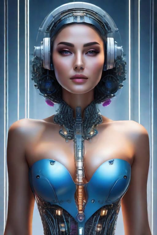  beautiful woman combined of artificial intelligence and human with visible brain processes and detailed face features. the picture represents how digital and ai world immerse into real world. organic elements are cooperating with codes to represent the combination of digital and real world. codes and brain processes are floating and moving. colours blue , pink, violet, white hyperrealistic, full body, detailed clothing, highly detailed, cinematic lighting, stunningly beautiful, intricate, sharp focus, f/1. 8, 85mm, (centered image composition), (professionally color graded), ((bright soft diffused light)), volumetric fog, trending on instagram, trending on tumblr, HDR 4K, 8K