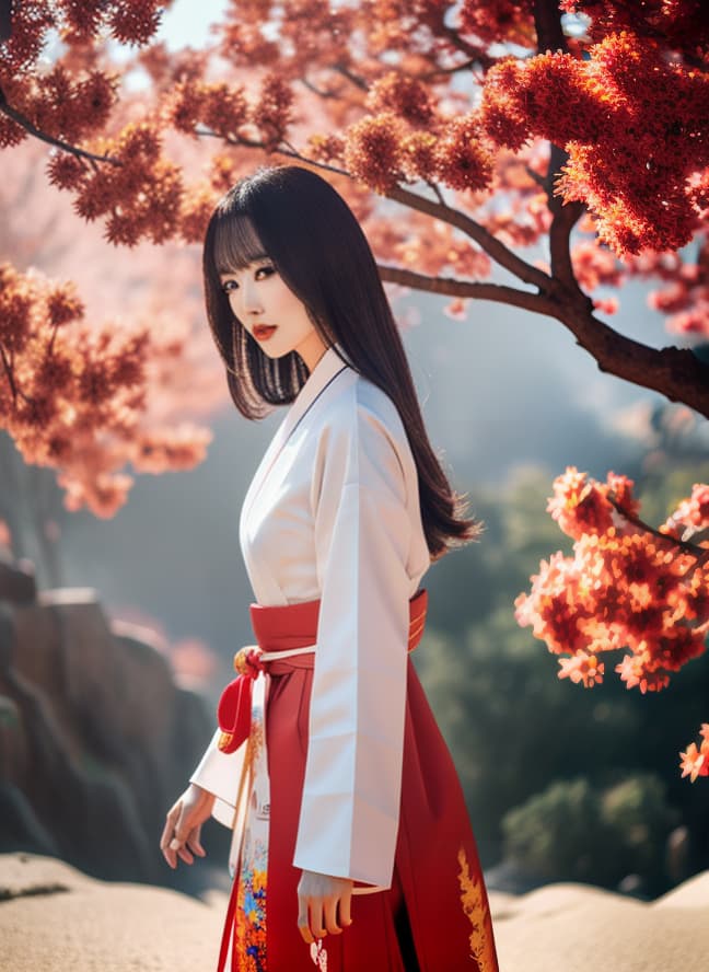  8k,masterpiece,Japanese woman, hanbok,beautiful face, high quality, masterpiece hyperrealistic, full body, detailed clothing, highly detailed, cinematic lighting, stunningly beautiful, intricate, sharp focus, f/1. 8, 85mm, (centered image composition), (professionally color graded), ((bright soft diffused light)), volumetric fog, trending on instagram, trending on tumblr, HDR 4K, 8K