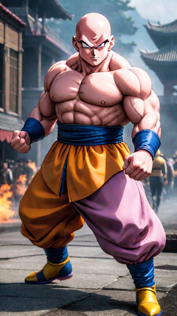  anime art: majin buu from dragon ball super slimming down and training hard for the tournament of power. hyperrealistic, full body, detailed clothing, highly detailed, cinematic lighting, stunningly beautiful, intricate, sharp focus, f/1. 8, 85mm, (centered image composition), (professionally color graded), ((bright soft diffused light)), volumetric fog, trending on instagram, trending on tumblr, HDR 4K, 8K