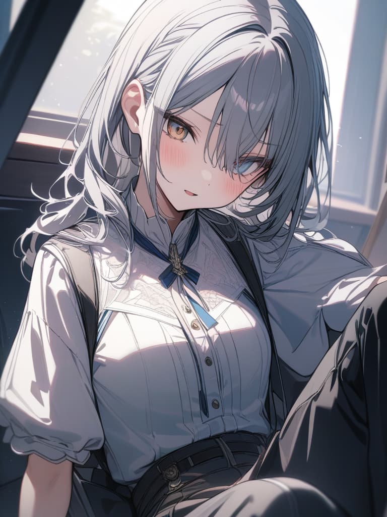  cute, subculture, gray hair, moe sleeve, odd eye, masterpiece, best quality,8k,ultra detailed,high resolution,an extremely delicate and beautiful,hyper detail