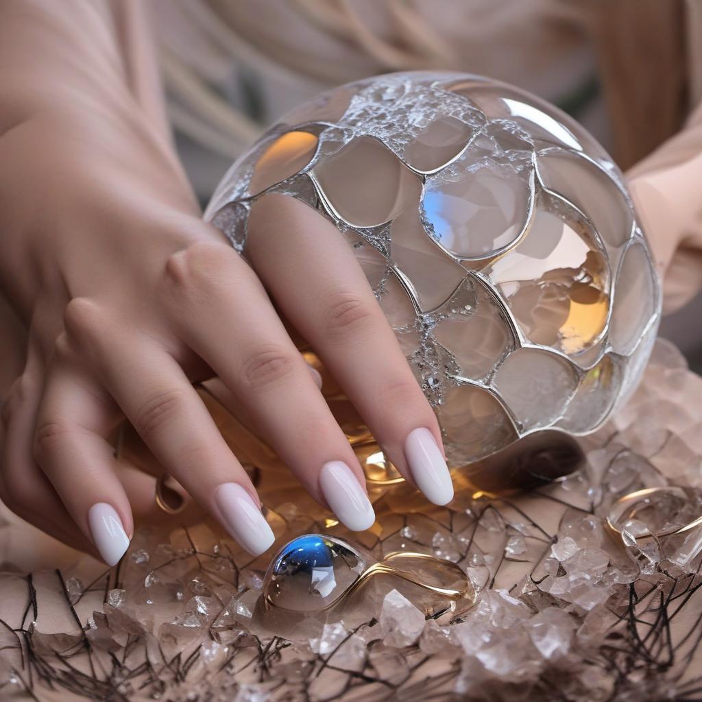  witchy hands with rings and very long nails at either of the crystal ball , profile image style