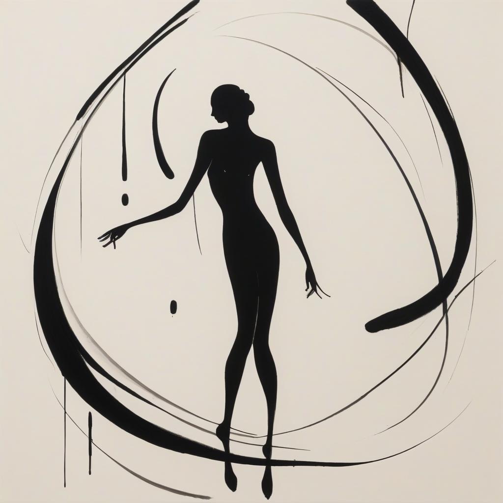  minimalist style (masterpiece, stunning, high resolution: 1.3), abstract expressionist, elegant, masterly pretentious drawing, silhouette of a gloomy man (graceful curves: 1.2), made with intricate strokes of black ink, smooth movement, (fine lines of mascara: 1.1), emphasizing contours, flat drawing on paper, merging with abstract art (bold strokes: 1.3), conveying emotion and movement, the accent complements rich and bold tonal contrasts, enlivens a serene atmosphere, and a carefully balanced composition creates a sense of fluidity and grace. . simple, clean, uncluttered, modern, elegant