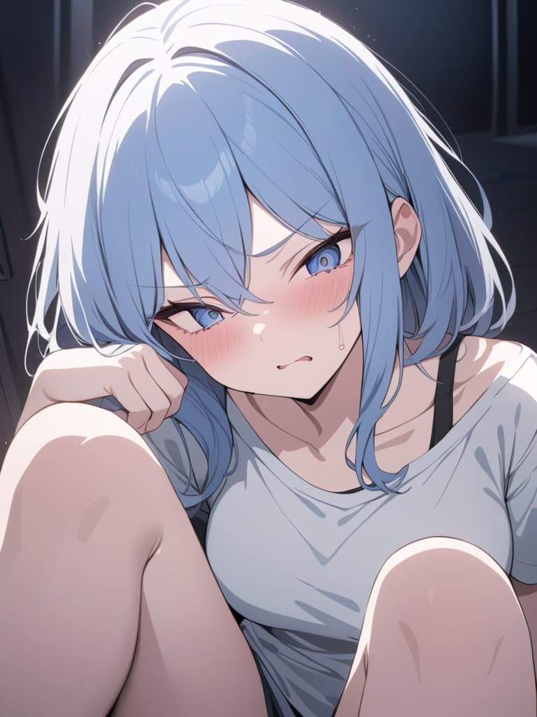  light blue hair, light blue, bob hair, darkness, hatred, angry crying, night, hell, masterpiece, best quality,8k,ultra detailed,high resolution,an extremely delicate and beautiful,hyper detail