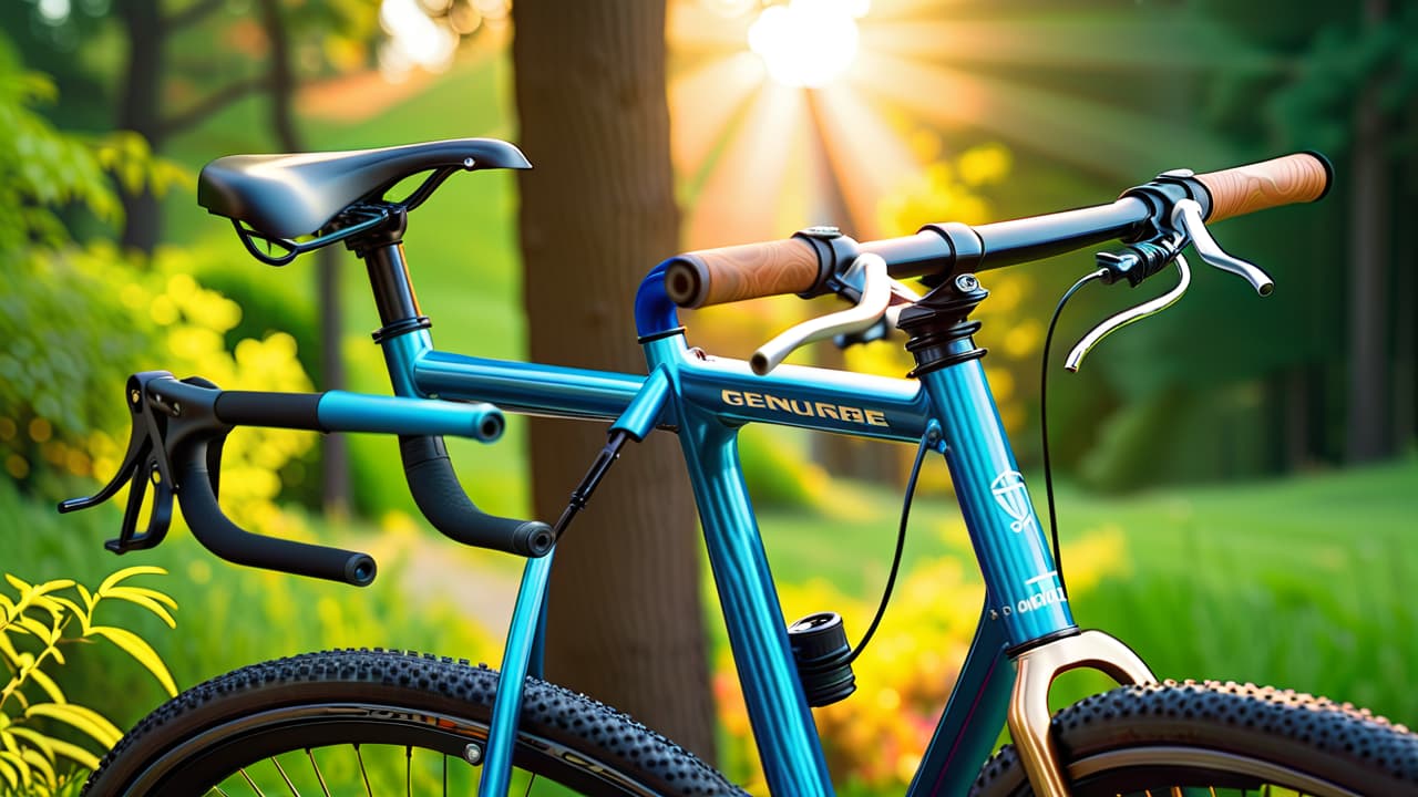  a close up of a well maintained bike frame, gleaming in sunlight, with tools like a wrench and lubricant nearby, surrounded by a serene park setting, showcasing vibrant greenery and a well worn path. hyperrealistic, full body, detailed clothing, highly detailed, cinematic lighting, stunningly beautiful, intricate, sharp focus, f/1. 8, 85mm, (centered image composition), (professionally color graded), ((bright soft diffused light)), volumetric fog, trending on instagram, trending on tumblr, HDR 4K, 8K