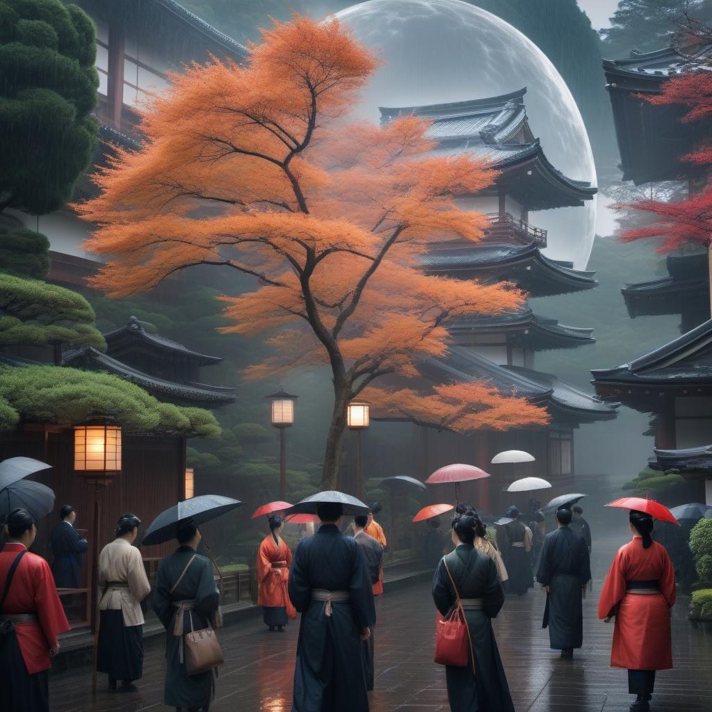  Beautiful deserted Japanese landscape, beautiful architecture, cloudy sky, puddles, reflections, rain hyperrealistic, full body, detailed clothing, highly detailed, cinematic lighting, stunningly beautiful, intricate, sharp focus, f/1. 8, 85mm, (centered image composition), (professionally color graded), ((bright soft diffused light)), volumetric fog, trending on instagram, trending on tumblr, HDR 4K, 8K