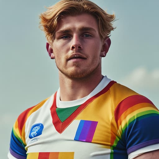 portrait+ style British LGBT queer rugby player blonde hunk dude face