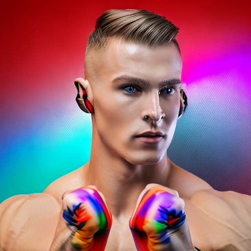 portrait+ style Russian LGBT queer fitness trainer blonde hunk dude face