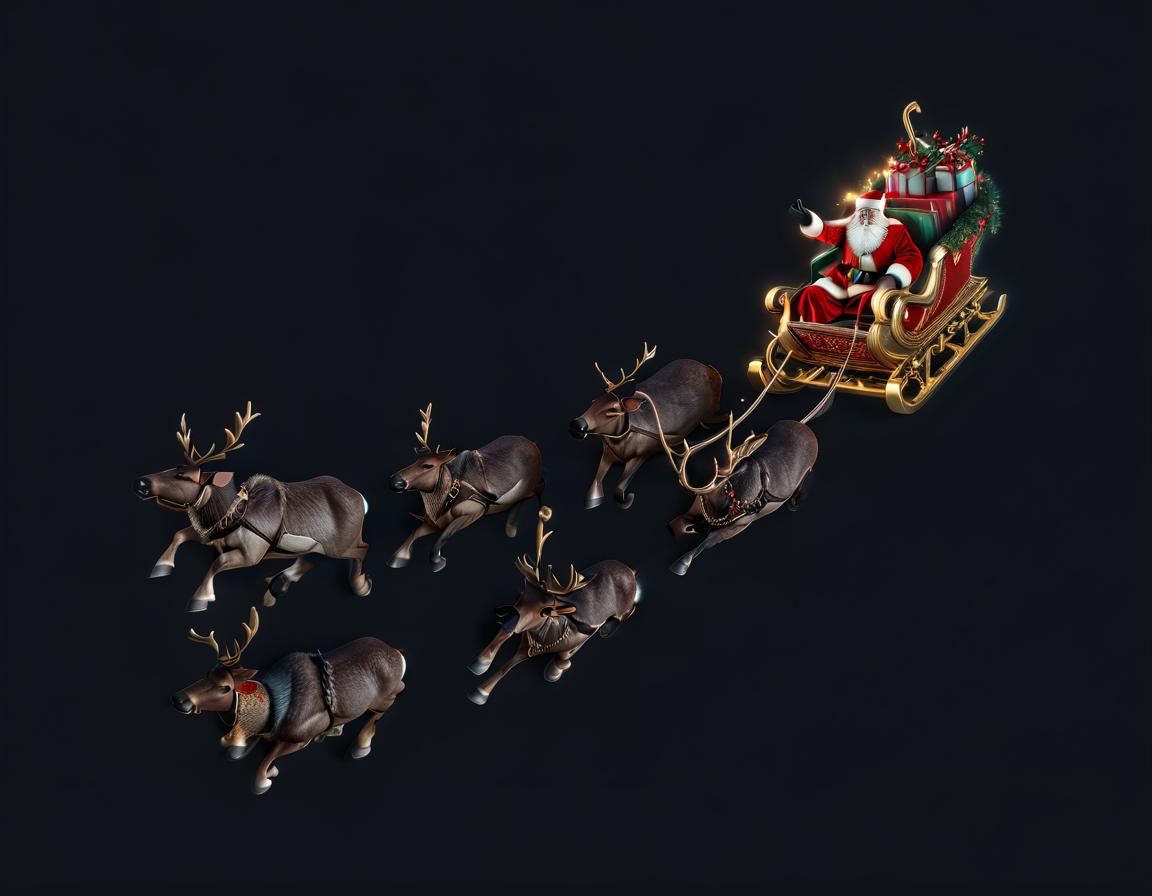  professional 3d model christmas, santa is riding in a sleigh pulled by a herd of reindeers . octane render, highly detailed, volumetric, dramatic lighting, civitai hyperrealistic, full body, detailed clothing, highly detailed, cinematic lighting, stunningly beautiful, intricate, sharp focus, f/1. 8, 85mm, (centered image composition), (professionally color graded), ((bright soft diffused light)), volumetric fog, trending on instagram, trending on tumblr, HDR 4K, 8K