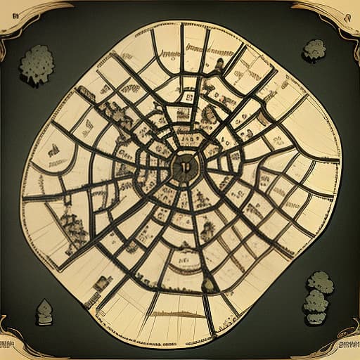  map of the area in the style of halloween, which depicts a tent of a vampire circus, a creepy house and a cemetery