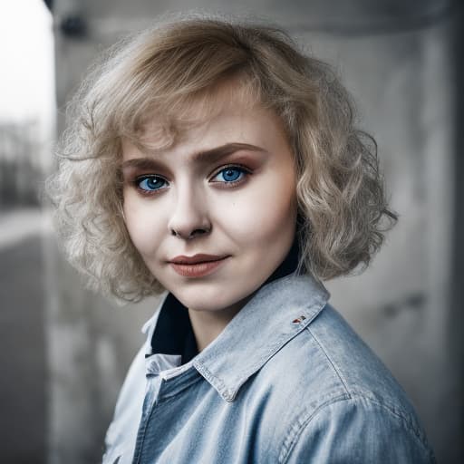 portrait+ style Russian lesbian queer comedy actress blonde female face