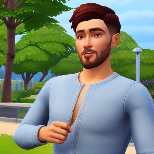 portrait+ style Sims 4 queer brunette hunk dude face