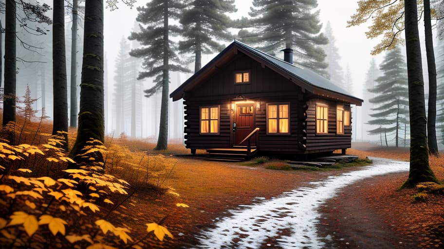  Scandinavian forest, gloomy background, cabin, autumn., (intricate details:0.9), (hdr, hyperdetailed:1.2) hyperrealistic, full body, detailed clothing, highly detailed, cinematic lighting, stunningly beautiful, intricate, sharp focus, f/1. 8, 85mm, (centered image composition), (professionally color graded), ((bright soft diffused light)), volumetric fog, trending on instagram, trending on tumblr, HDR 4K, 8K