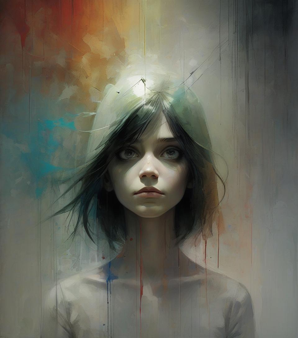  art by, alexander jansson, alex maleev, chiaroscuro, volumetric parabola (breaking the fourth wall), multiple colors ultra quality, masterpiece, ultra detailed, realistic, half body length, 64k, a beautiful girl