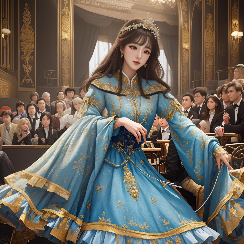  masterpiece, best quality, (Fidelity: 1.4), Best Quality, Masterpiece, Ultra High Resolution, Poster, Art, Very Detailed private areas, 8k resolution, beautiful Style, A woman tied to a post with her hand and apart, on stage Infront of a of men, she is embarred