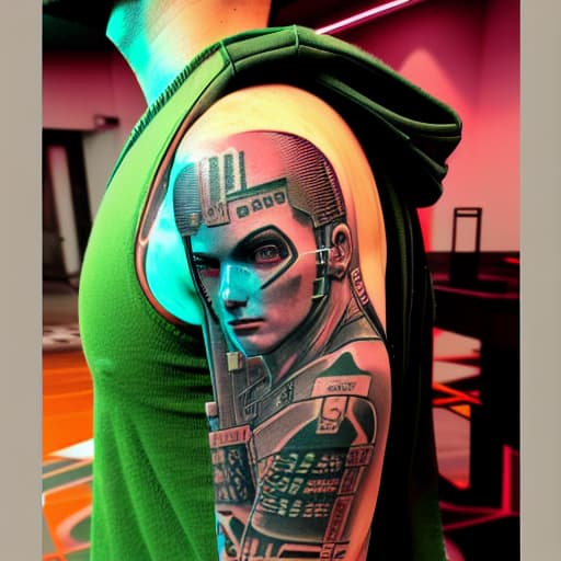  digital tatoos of cyberpunk man