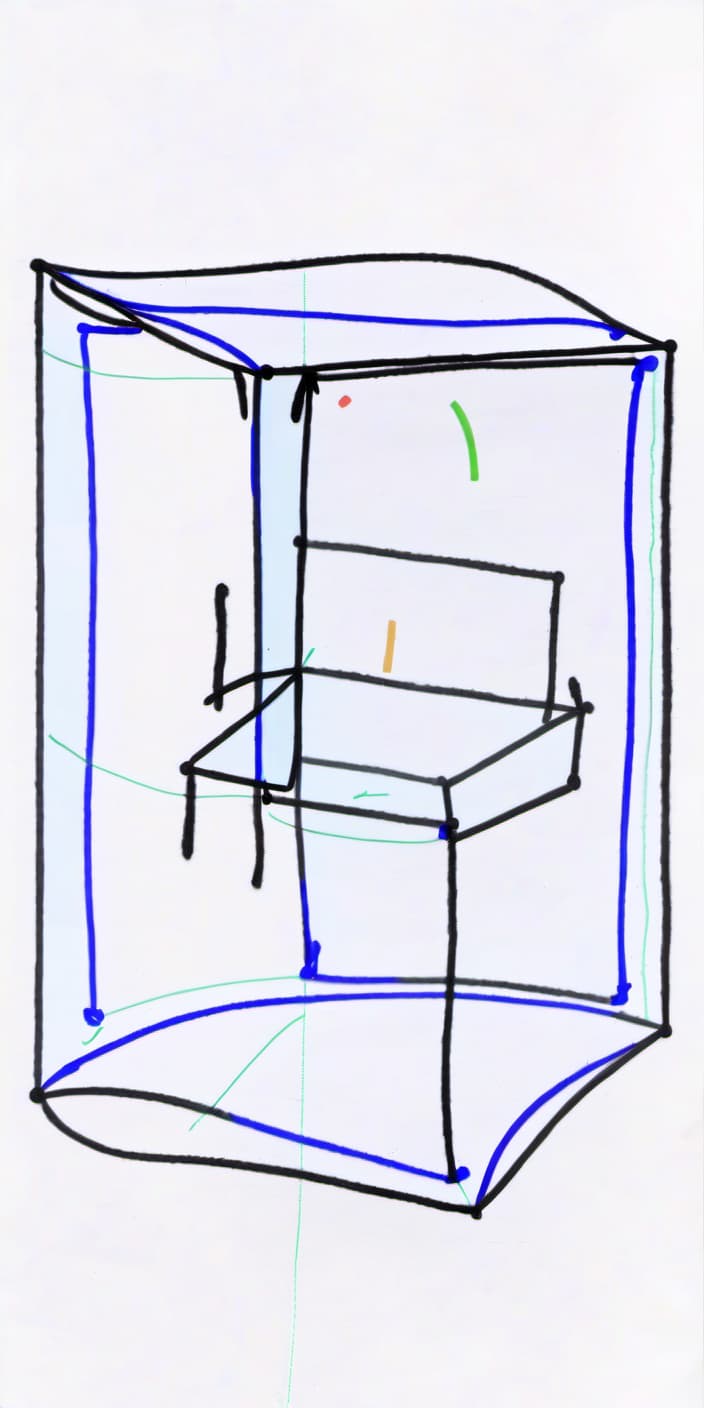  draw a rectangular picture measuring 230 pixels by 230, where a transparent cube with a black face will be drawn