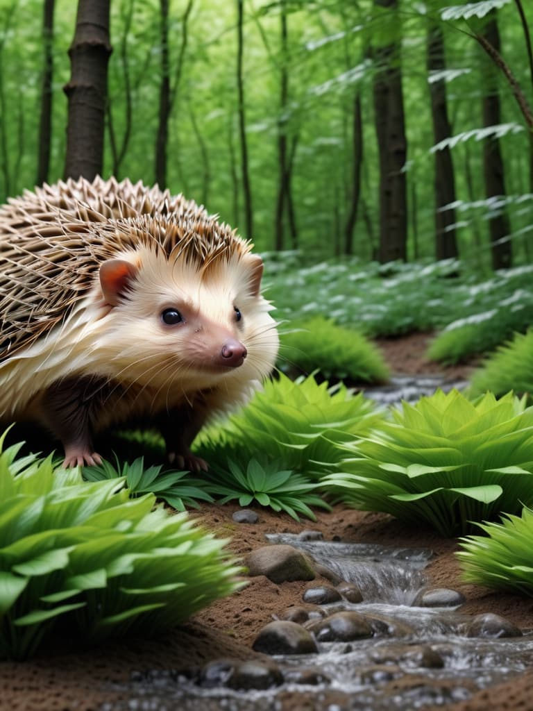  the woods, the wind, the hedgehog rolls, the leaves fly photo realistic, highly intricate and detailed, masterpiece, ultra high res,photography,8k resolution