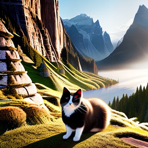 wa-vy style cat hyperrealistic, full body, detailed clothing, highly detailed, cinematic lighting, stunningly beautiful, intricate, sharp focus, f/1. 8, 85mm, (centered image composition), (professionally color graded), ((bright soft diffused light)), volumetric fog, trending on instagram, trending on tumblr, HDR 4K, 8K