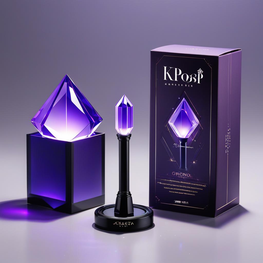  kpop gem top long lightstick dark purple concept with a box