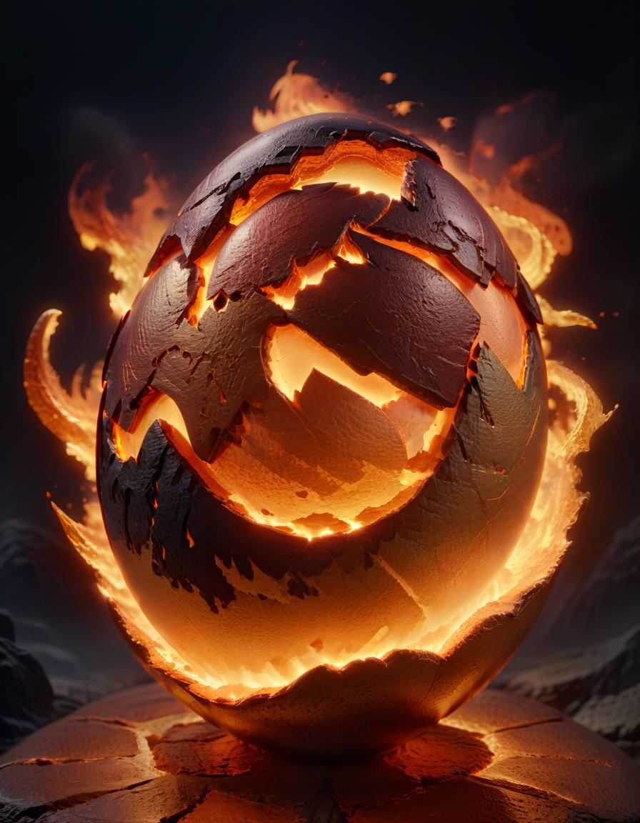  professional 3d model egg, magma, fire, lava, the egg of the fire dragon . octane render, highly detailed, volumetric, dramatic lighting, civitai, hkmagic