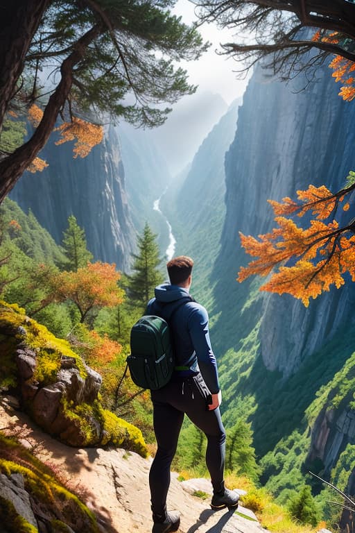  Man hiking in a mountain illustration 90s anime style hyperrealistic, full body, detailed clothing, highly detailed, cinematic lighting, stunningly beautiful, intricate, sharp focus, f/1. 8, 85mm, (centered image composition), (professionally color graded), ((bright soft diffused light)), volumetric fog, trending on instagram, trending on tumblr, HDR 4K, 8K