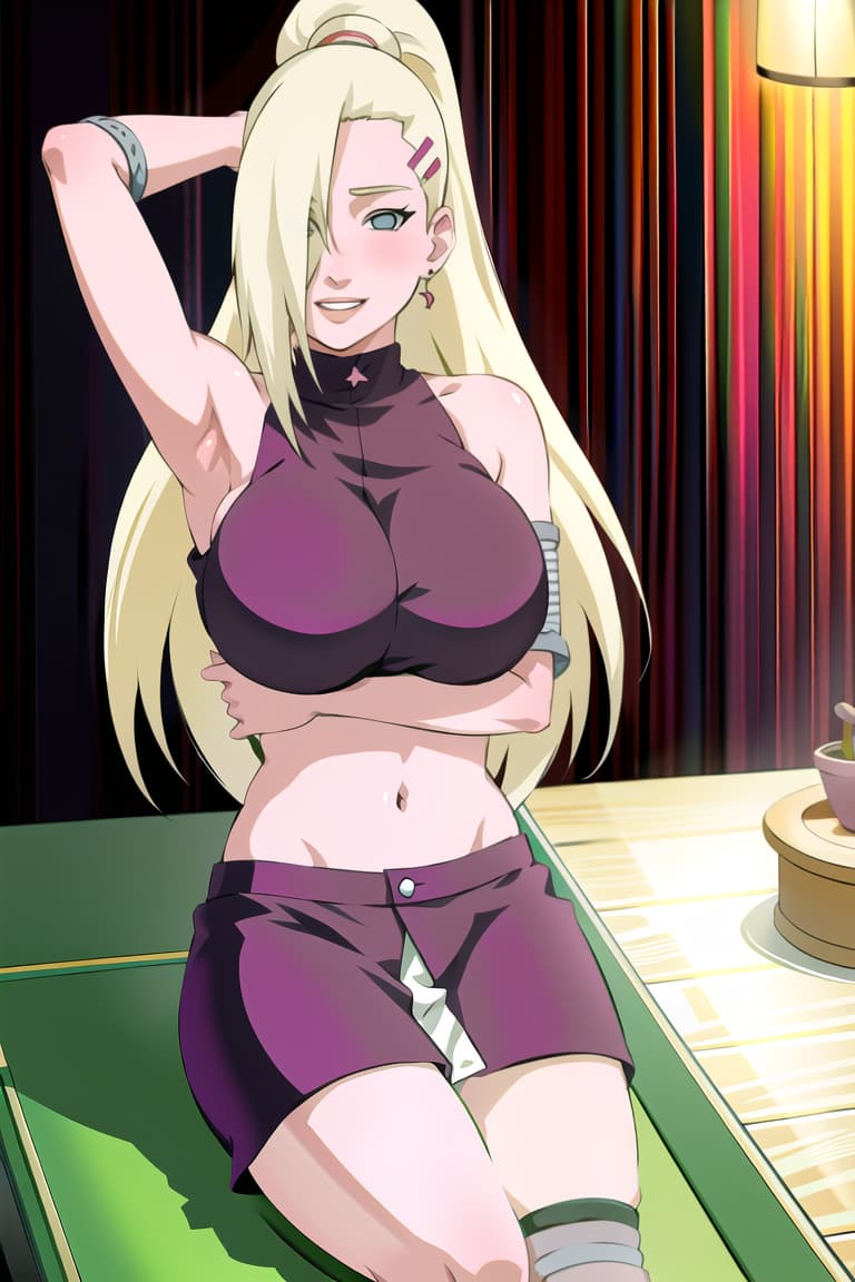  (yamanaka ino:1.2), hair down,(masterpiece, best quality:1.2), illustration, absurdres, highres, extremely detailed,fullbody,bathtub,breast grab