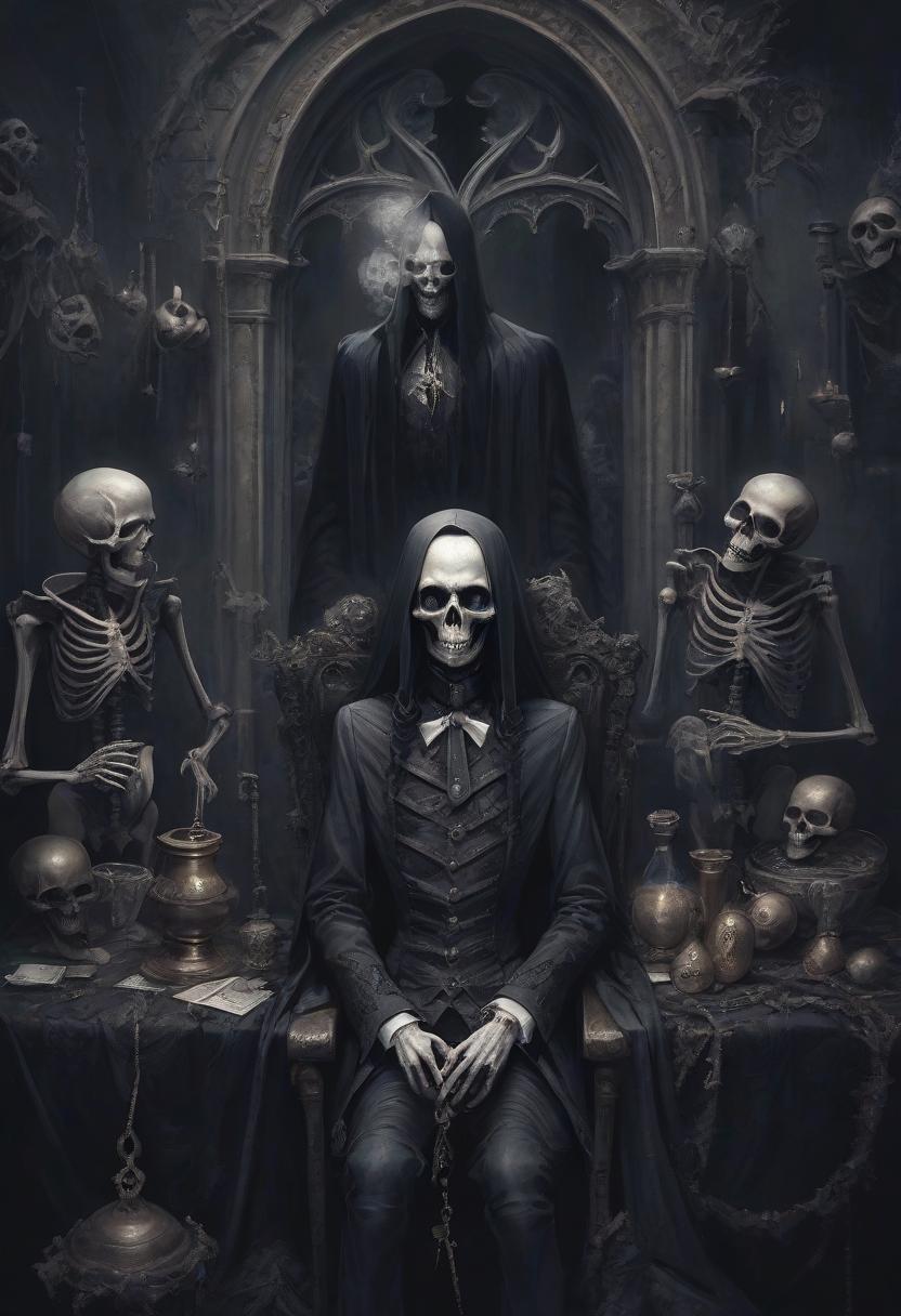  macabre style where money is said, conscience is silent, there is no corruption . dark, gothic, grim, haunting, highly detailed