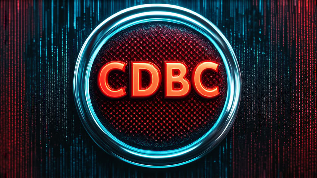  professional detailed photography, red metallic inscription "cdbc" on metallic color circle, on abstract digital glowing metallic background ar 16:9, (muted colors, dim colors, soothing tones), (vsco:0.3)