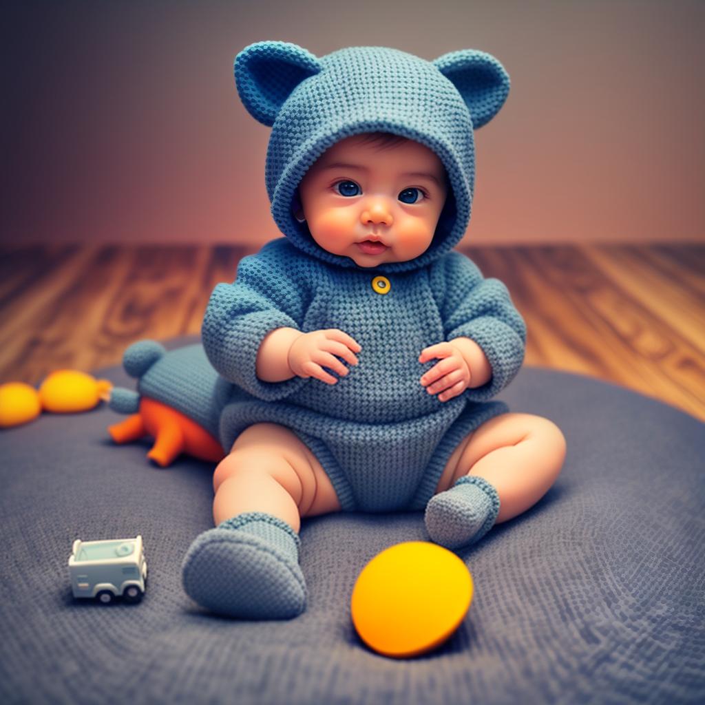  baby playing with toys hyperrealistic, full body, detailed clothing, highly detailed, cinematic lighting, stunningly beautiful, intricate, sharp focus, f/1. 8, 85mm, (centered image composition), (professionally color graded), ((bright soft diffused light)), volumetric fog, trending on instagram, trending on tumblr, HDR 4K, 8K