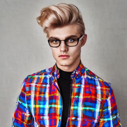 portrait+ style Russian LGBT queer fashion stylist blonde hunk dude face