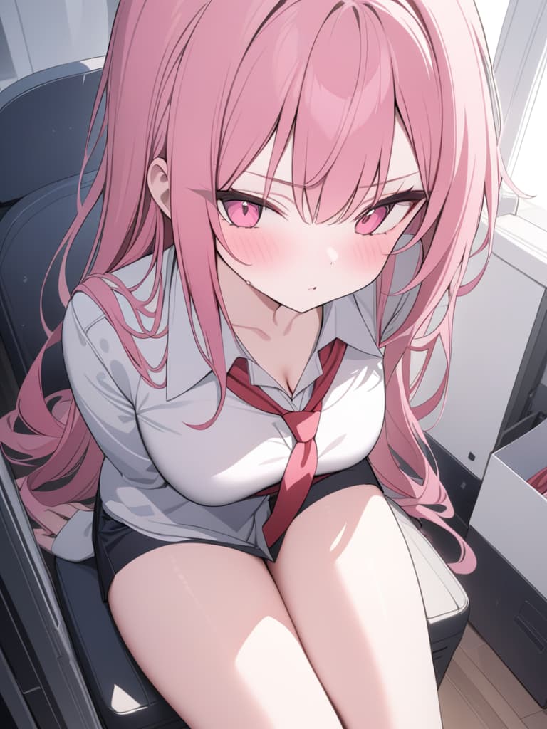  pink hair, pink eyes, loose ties, uniforms, girls, whole body, masterpiece, best quality,8k,ultra detailed,high resolution,an extremely delicate and beautiful,hyper detail