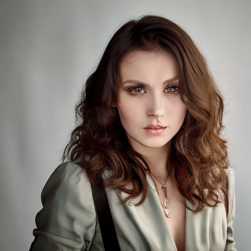 portrait+ style Russian queer TV actress brunette female face