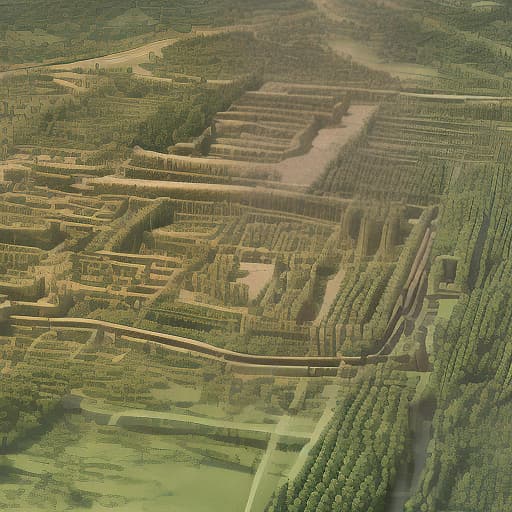 dvarchmodern ancient roman empire overgrown with corn. corn fields in the roman empire, antiquity. highly detailed photo.