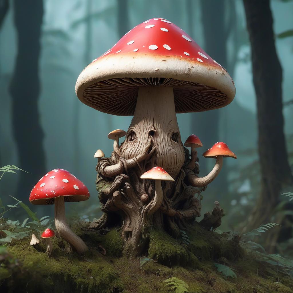  breathtaking humanoid mushroom, druid . award winning, professional, highly detailed, hkmagic