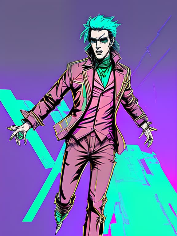 nvinkpunk dr. elvis style mazachist with green hair and a purple suit runs through the hospital facing obstacles, a runner style game.