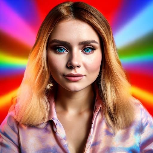 portrait+ style Russian queer TV actress blonde female face