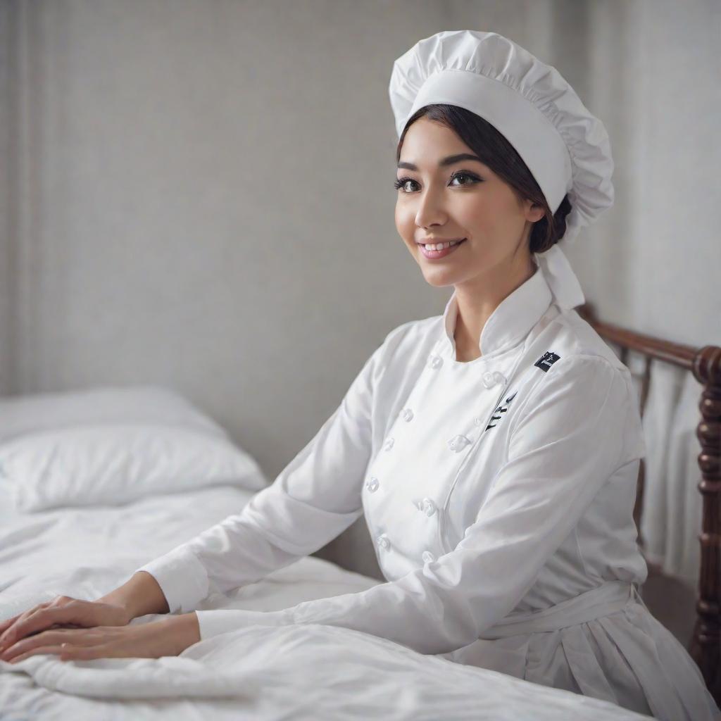  a baker women tied to a bed, profile image style