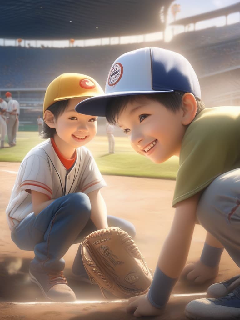  baseball boy, smile, ground, masterpiece, best quality,8k,ultra detailed,high resolution,an extremely delicate and beautiful,hyper detail