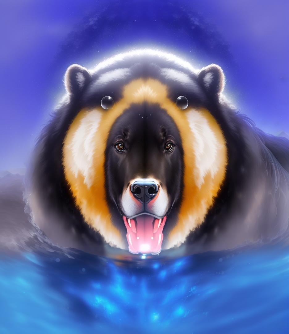  An ultra detailed abstract picture ,showing a face of a Bear, captured from the back side of a black Donkey and both of their faces are drinking a river water, while looking to the front camera,, hyperrealistic, high quality, highly detailed, perfect lighting, intricate, sharp focus, f/1. 8, 85mm, (centered image composition), (professionally color graded), ((bright soft diffused light)), trending on instagram, HDR 4K, 8K