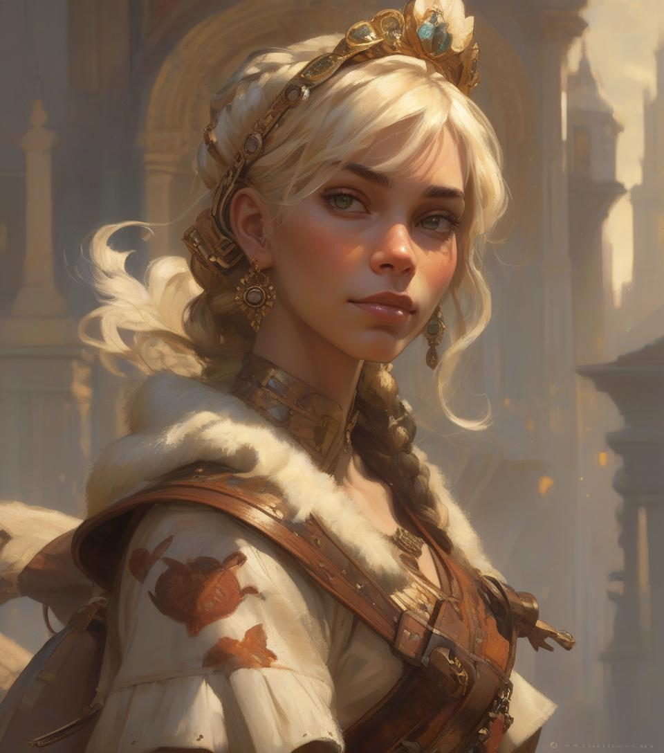  concept art retrato de (mulher sks) de bom humor, , mulher atraente, design de personagens, dynamic lighting, tonalidade fria e brilhante, pintura de gaston bussiere, craig mullins, j.. c. leyendecker, tone of finland . digital artwork, illustrative, painterly, matte painting, highly detailed