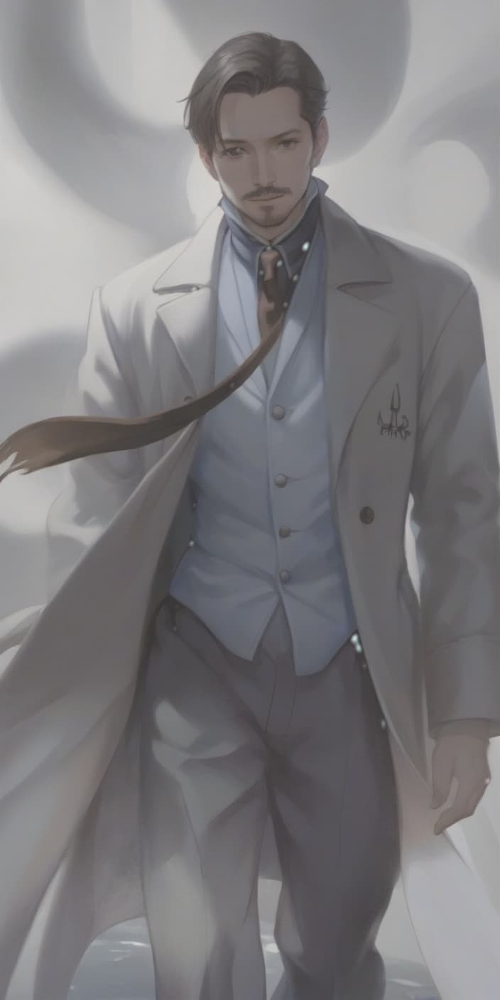  a man in a long white coat