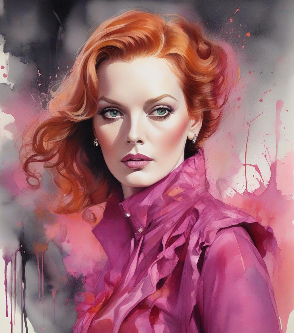  concept art painting of a woman in magenta and orange colors, maureen o&#39;hara, pretty much beautiful face, ultra detailed paintings inspired by wlop, trending with artstation, fantasy art, intricate wlop, art of wlop, wlop art, wlop |, the style of wlop, beautiful character drawings, wlop painting style, wlop | art germ, unparalleled beauty tumbler, figurative art, intense watercolor, watercolor detailed art, watercolor splash, surreal, avant garde pop art, beautiful and expressive paintings, beautiful artwork illustration, very colorful tones, wonderful, cool beauty, master piece, highest quality, official art, women only, sharp outline, best shot, vector art, written by sandra chevrier, dave mckean、by richard avedon、written by maki